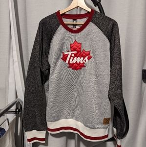 Brand NEW Tim Hortons Custom Sweater Hockey Style Crew Neck
